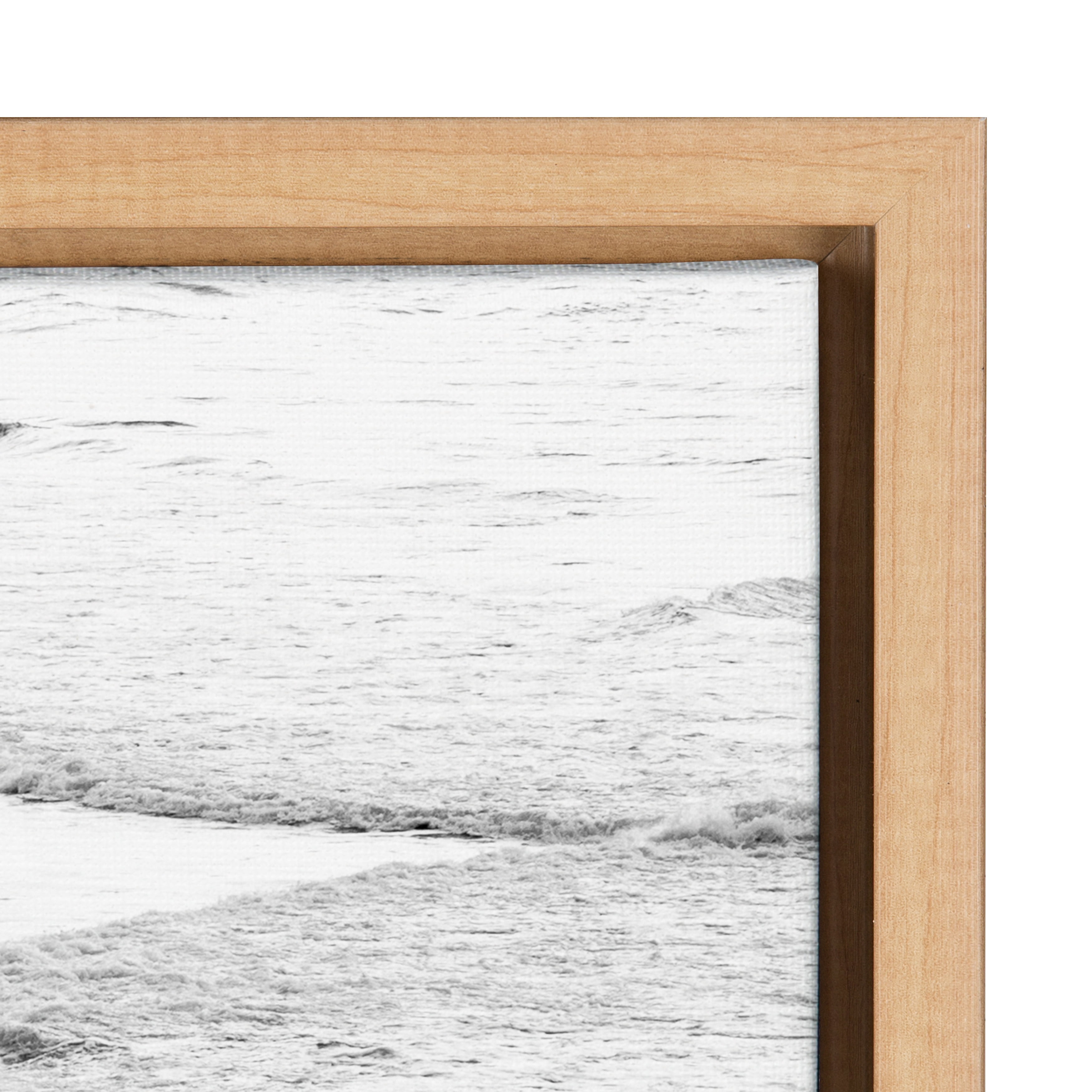 DesignOvation Sylvie Ocean Beach San Francisco Framed Canvas Wall Art By Pete Olsen, 23x33 Natural, Calming Coastal Wall Decor