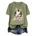 thumbnail image 4 of Tops de Cuello Alto para las Mujeres Amante Impreso Camiseta Cuello Redondo Manga Corta, Poliéster Spandex, 4 of 7