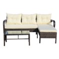 thumbnail image 3 of Stylish 3 Piece Outdoor Patio Furniture Set With Brown Wicker And Beige Cushions For Comfortable Seating Experience, 3 of 12