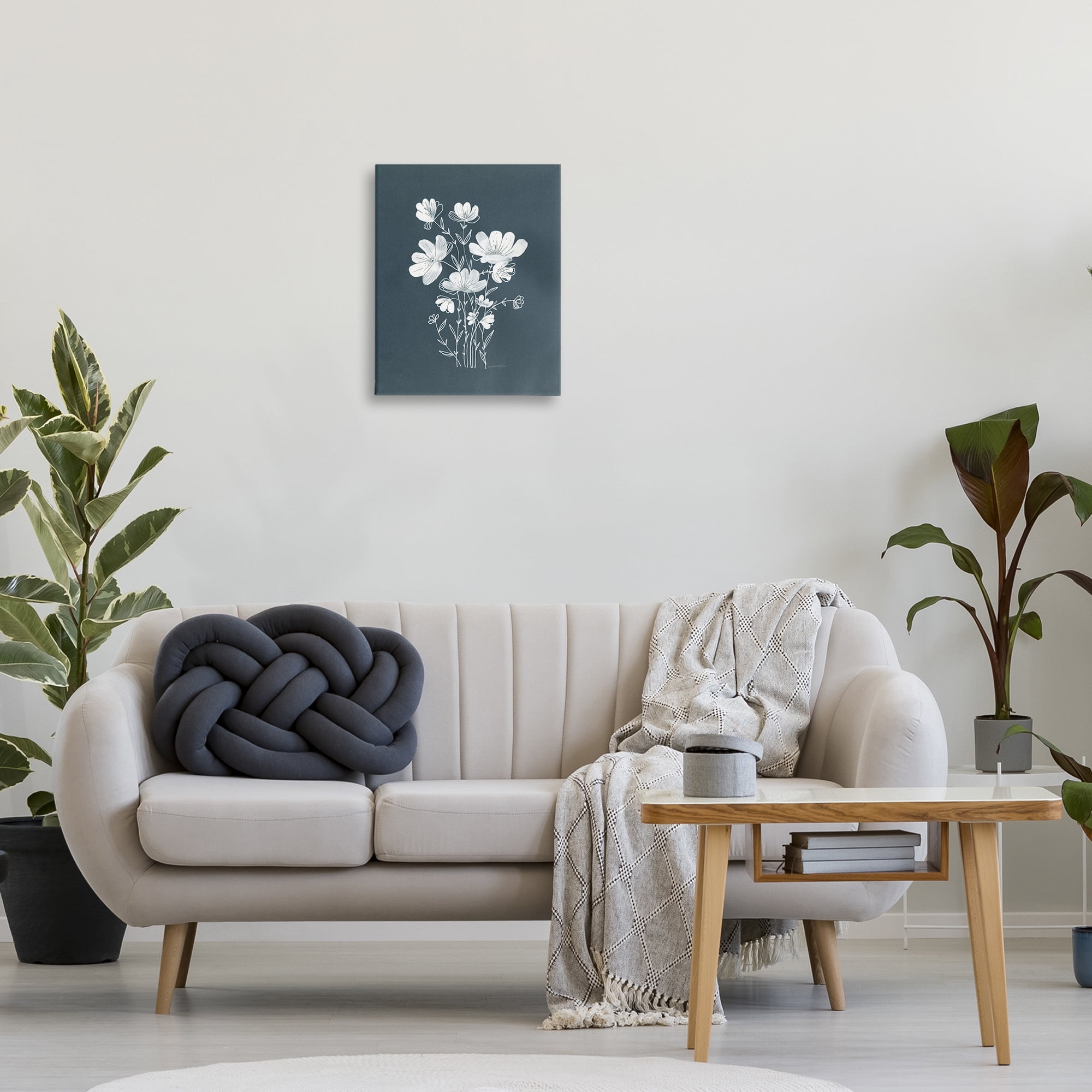 Stupell Industries White Simple Florals Plants & Flowers Painting Wrapped Canvas Art Print Wall Art, 16 x 20