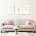 thumbnail image 2 of Hieng 3Piece Watercolor Floral Wall Art Canvas Print Set, Botanical Aesthetic Wall Decor Pastel Pink Ribbon Flower Posters & Prints for Girl’s Bedroom Nursery Living Room Kitchen, 2 of 6