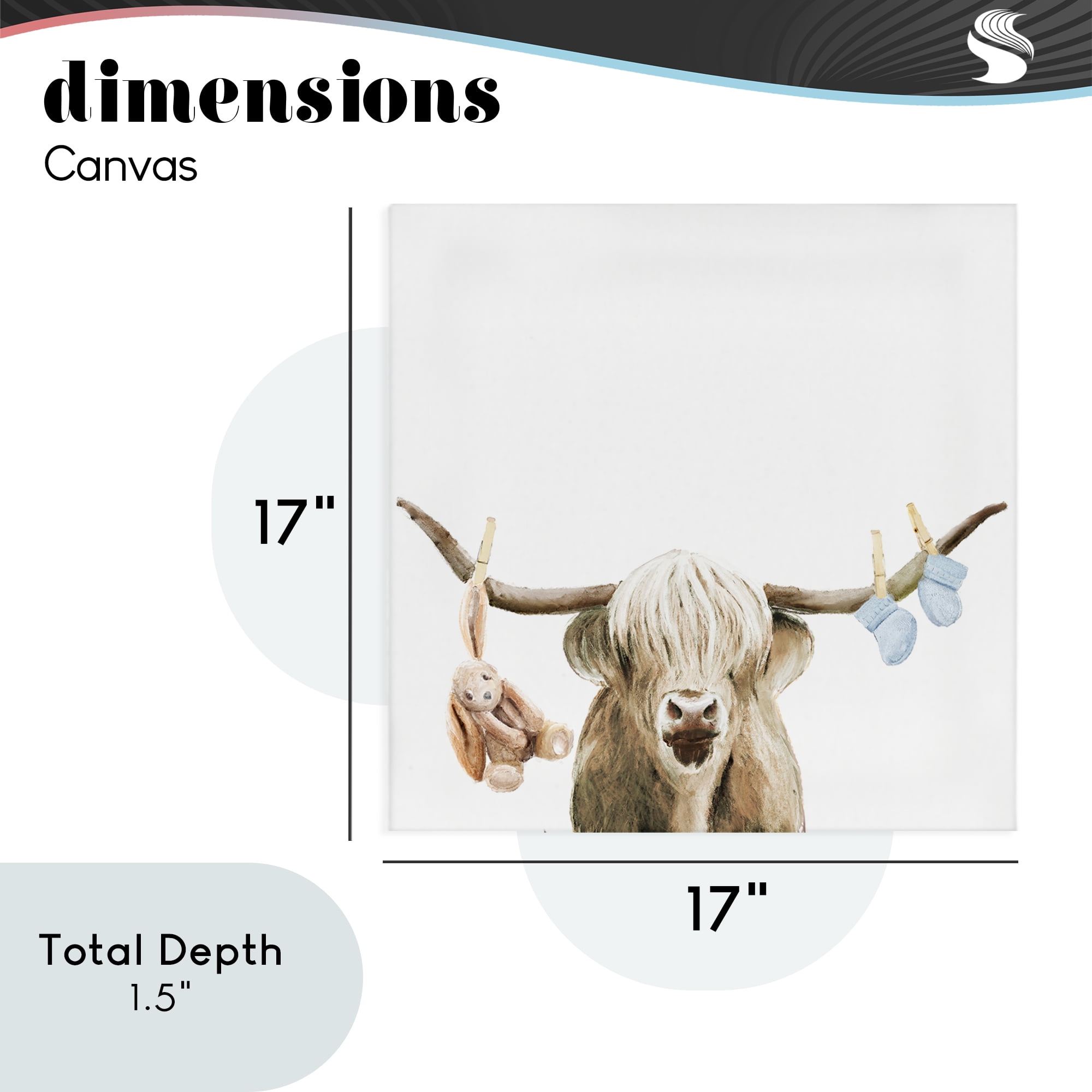 Highland Cow Baby Boy Canvas Wall Art, design by Ali Lynne