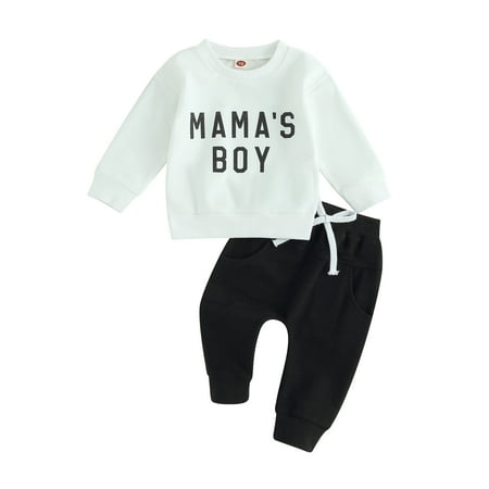 

Mama s Boy Baby Clothes Toddler Baby Boys Letters Print Long Sleeve Sweatshirt Pullover Tops and Pants Sets Fall Winter Outfits