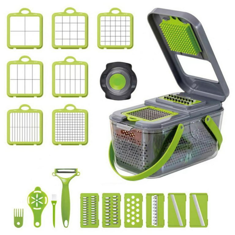 Safe Vegetable Chopper & Veggie Dicer with Hand Protector, Mandoline Food  Slicer, Multi Blade Vegetable Slicer Salad Cutter for Onion & Potato,  Kitchen Gadgets with Container 