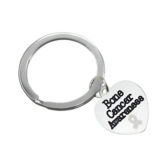 Bone Cancer Awareness Heart Charm Split Style Key Chains