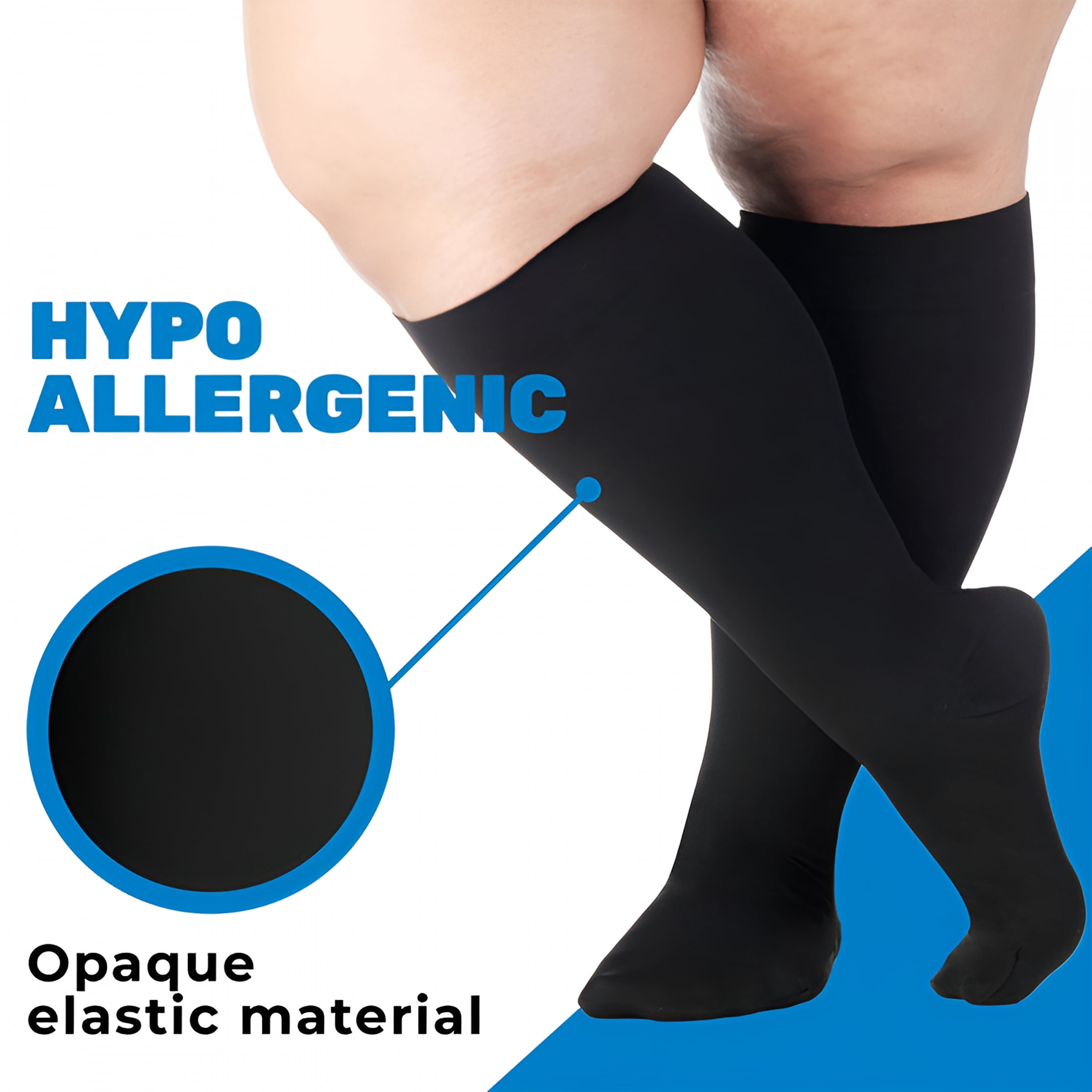 TELOLY (3 Pairs) Wide Calf Unisex Compression Knee High 20-30Mmhg Calf Compression Sleeve Women-Black,3X-Large