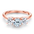thumbnail image 3 of Gem Stone King 18K Rose Gold Plated Silver Sky Blue Topaz and White Topaz Engagement Ring for Women | 2.20 Cttw | Round 6MM | Gemstone November Birthstone | Size 9, 3 of 6