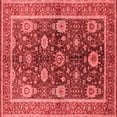 thumbnail image 1 of Ahgly Company Indoor Square Oriental Red Industrial Area Rugs, 4' Square, 1 of 4