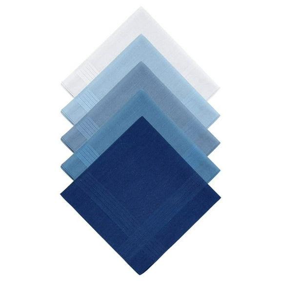 5Pcs 100% Pure Cotton Handkerchiefs with Stiching Assorted Color, 5 Colors