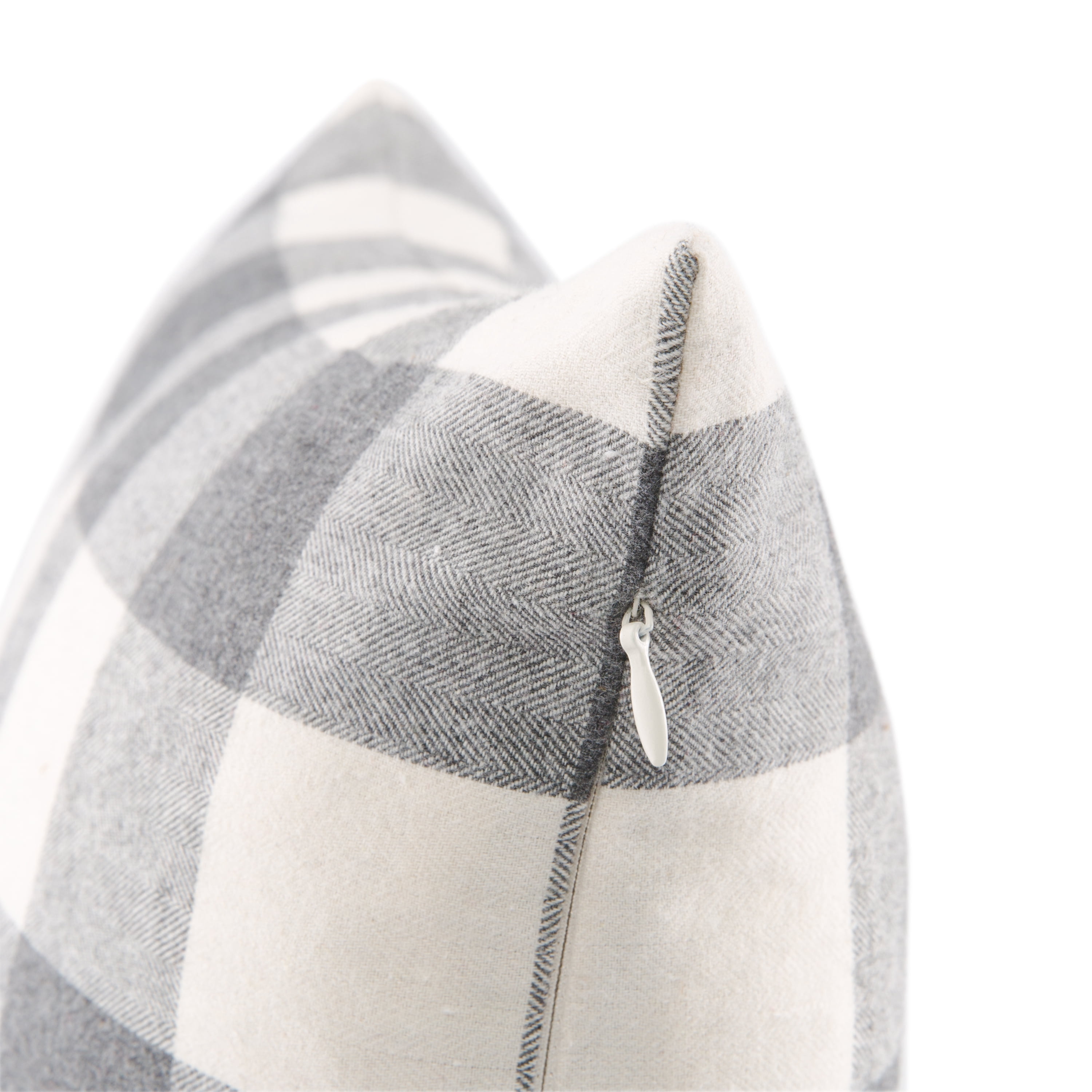 Better Homes & Gardens Feather Filled Buffalo Plaid Decorative Throw Pillow, 18" x 18", Grey