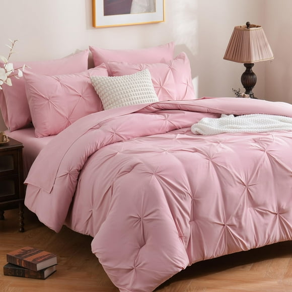 Juego de edredón DOWNCOOL Pink Queen con cama de 7 piezas en una bolsa