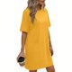 thumbnail image 2 of TaTaai Ladies Classic Solid Color Round Neck Short Sleeve Casual Dress with Functional Pockets Soft Stretchy Material Fashion Midi Dress for Spring Summer Daily Outings Gift, 2 of 6