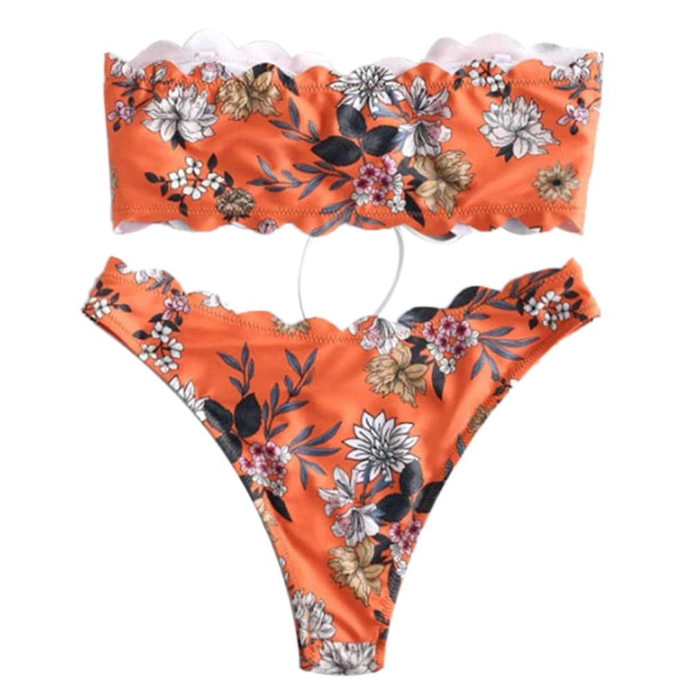 tropical print bikini set