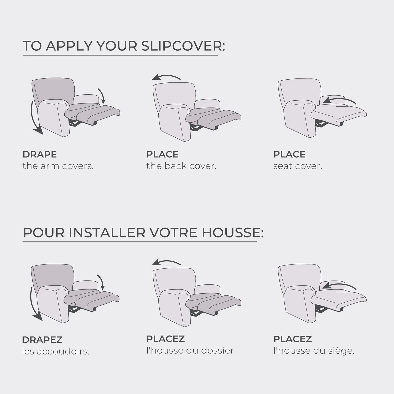 Housse de fauteuil inclinable extensible douce Pixel, housse de mobilier fabriquée avec 20 % de tissu recyclé, lavable à la machine durable et facile a appliquer