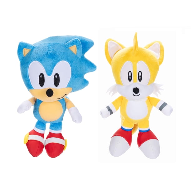 Juguete de peluche Sonic The Hedgehog de 9 pulgadas, paquete de 2, Sonic & Tails