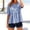 *Blue, variant on Women's Plaid Round Neck Short Sleeve Babydoll Blouse,Casual Summer Peplum Top Black,Women's Plus M