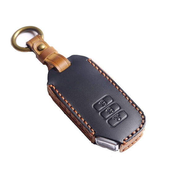 Baguer Car Keypack Keychain Key Fob Cover For Kia Ev6 For Seltos K5 For Sorento For Mq4 7 Buttons Keyring Holder Brown Blue Black