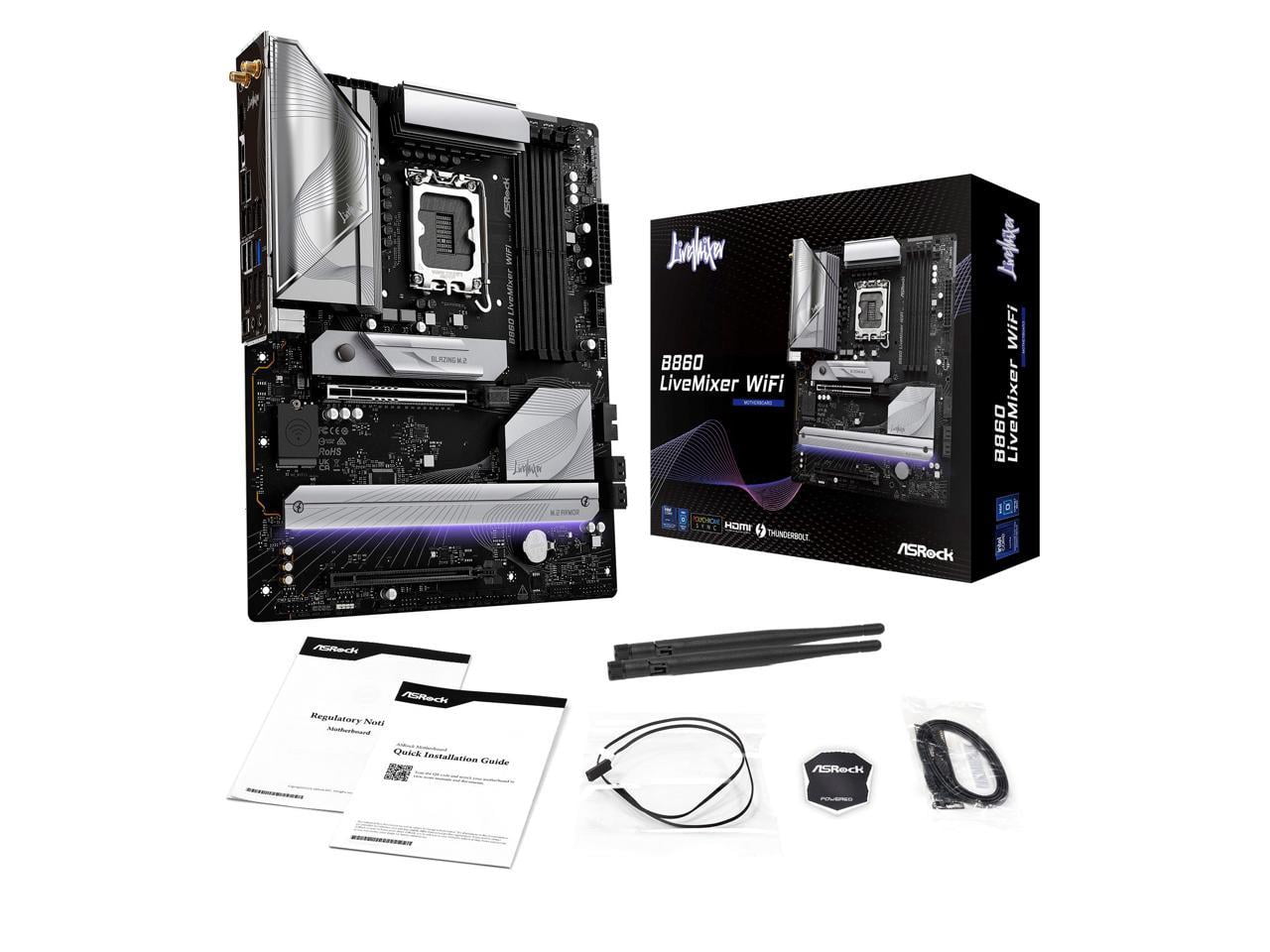 ASRock B860 LiveMixer WiFi LGA 1851 Intel B860 SATA 6Gb/s DDR5 Intel Core Ultra ATX  Motherboard