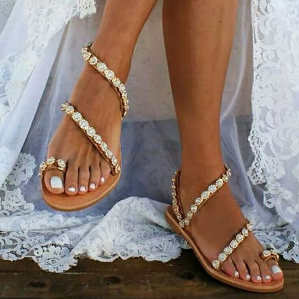 Sandalias Planas Sandalias Para Boda Playa Sandalias Planas Sin