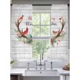 thumbnail image 2 of Christmas Cardinal Sheer Curtains 63 Inch Length 2 Panels Set, Winter Xmas Farmhouse Holly Wood Grain Voile Window Treatment Curtains Sheers Drapes for Bedroom/Living Room/Kitchen 52x"63"x2, 2 of 7