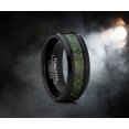 thumbnail image 2 of Metal Masters Mens Black Tungsten Carbide Dragon Ring Wedding Band Green Carbon Fiber Comfort-Fit 8mm 7, 2 of 8
