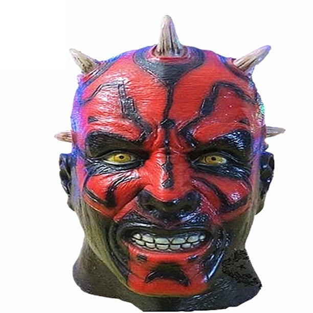 Máscara facial completa de látex para cosplay de Halloween, máscara de Darth Maul