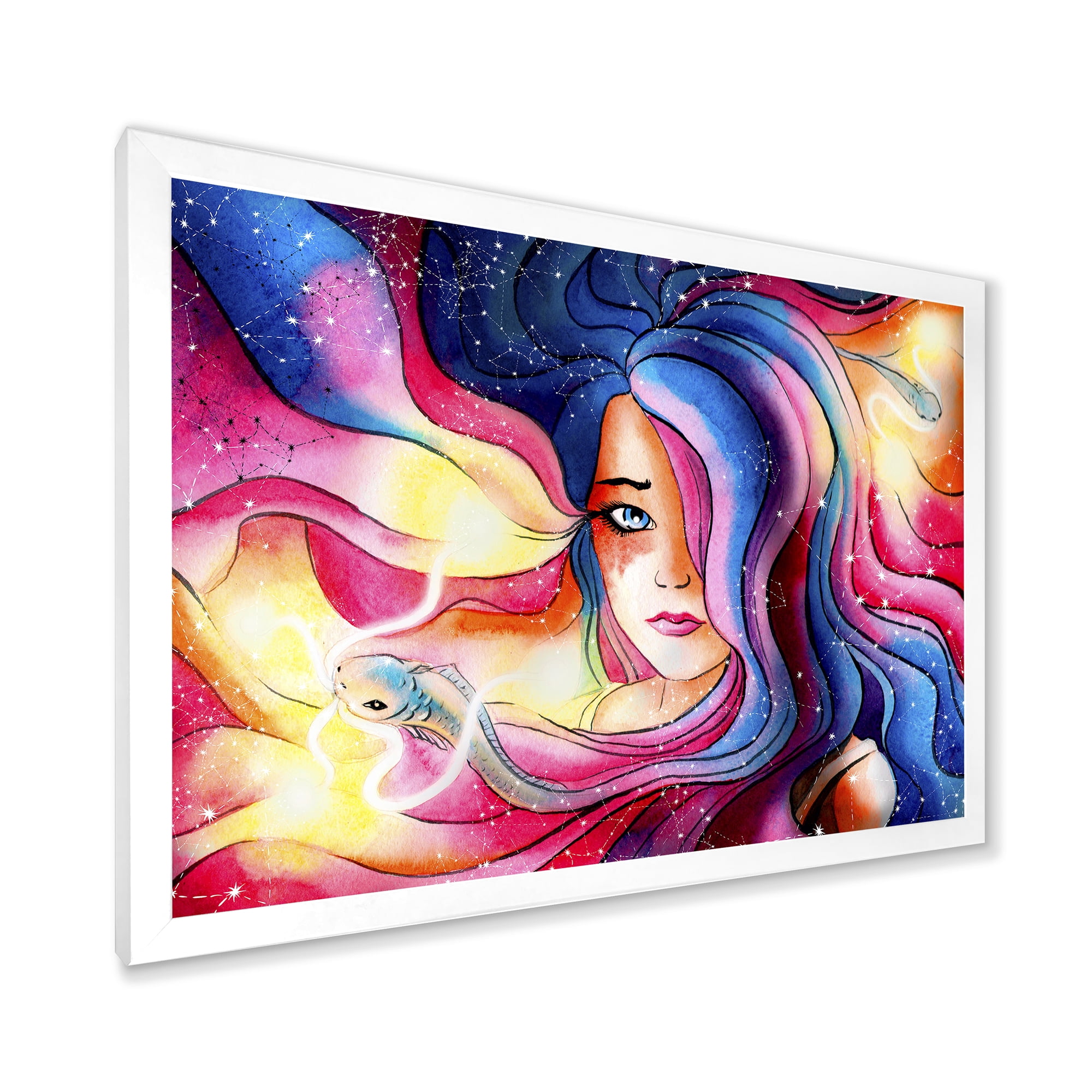 Designart 'The Girl Portrait With The Glowing Hair' Modern Framed Art Print