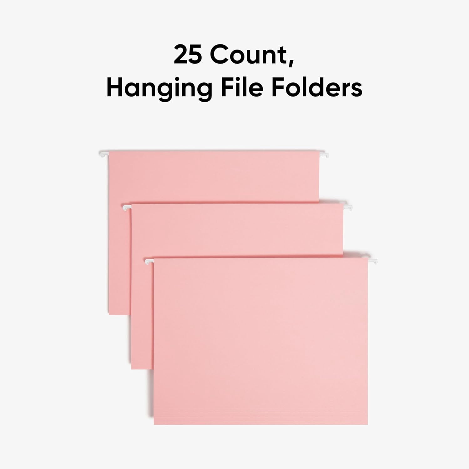 Standard Hanging File Folders, 25 Count, Pink, 1/5-Cut Adjustable Tabs, Letter Size (64066)