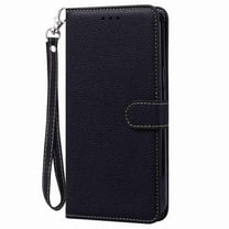 Allytech Wallet Case for Samsung Galaxy A13 5G, Luxury Litchi Synthetic Leather Flip Protective Cases Cover with Card Holder Detachable Wrist Strap Kickstand, Black