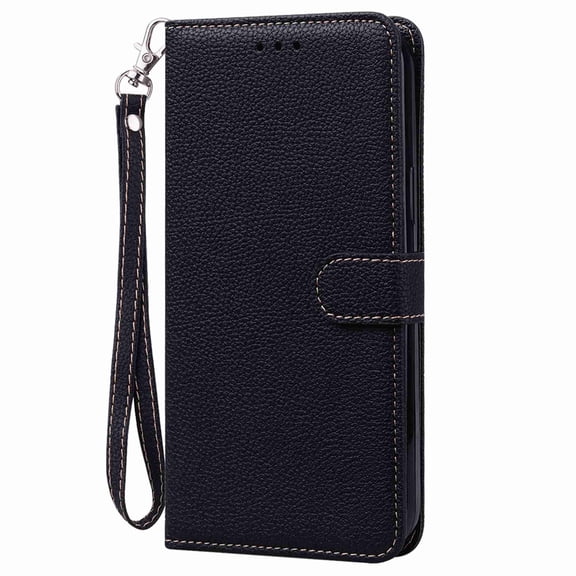 Allytech Wallet Case for Samsung Galaxy A13 5G, Luxury Litchi Synthetic Leather Flip Protective Cases Cover with Card Holder Detachable Wrist Strap Kickstand, Black