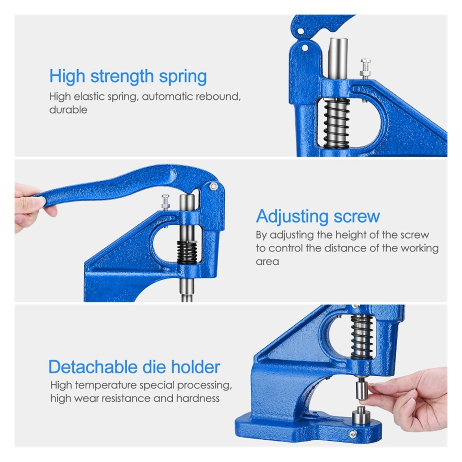 Heavy Duty Hand Press Grommet Eyelet Machine Hole Punch Tool Kit Including Grommet Machine ,Widely Use
