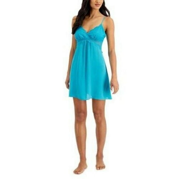 INC International Concepts Lace Chiffon Chemise Nightgown Lingerie Sea Isle XS