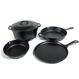 Lehman's Campfire Cooking 4-Piece Set, Nitrided, Dutch Oven, Skillets, and Griddle, Size: One size, Black