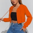 thumbnail image 2 of Fesfesfes Women Flannel Shirt New Fall/Winter Collection Women Flannel Shirt Zipper Cardigan Hooded Fleece Short Hoodie On Sale, 2 of 6
