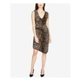 thumbnail image 2 of Rachel Roy Womens Runched Bodycon Asymmetrical Dress, Brown, X-Small, 2 of 3