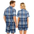 thumbnail image 4 of Button Up Pajamas for Women Mens Pajamas Set Shorts Men's Pajama Sets Matching Pajamas for Couples Matching Pajamas Set for Couples Plaid Button Down Soft Cooling Sleepwear Pockets Women Men, XL, 4 of 5