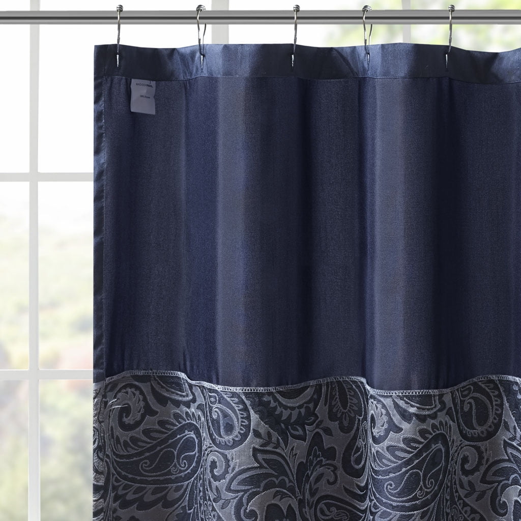 MAYEERTY Jacquard Shower Curtain, 72" x 72", Machine-Washable, Navy