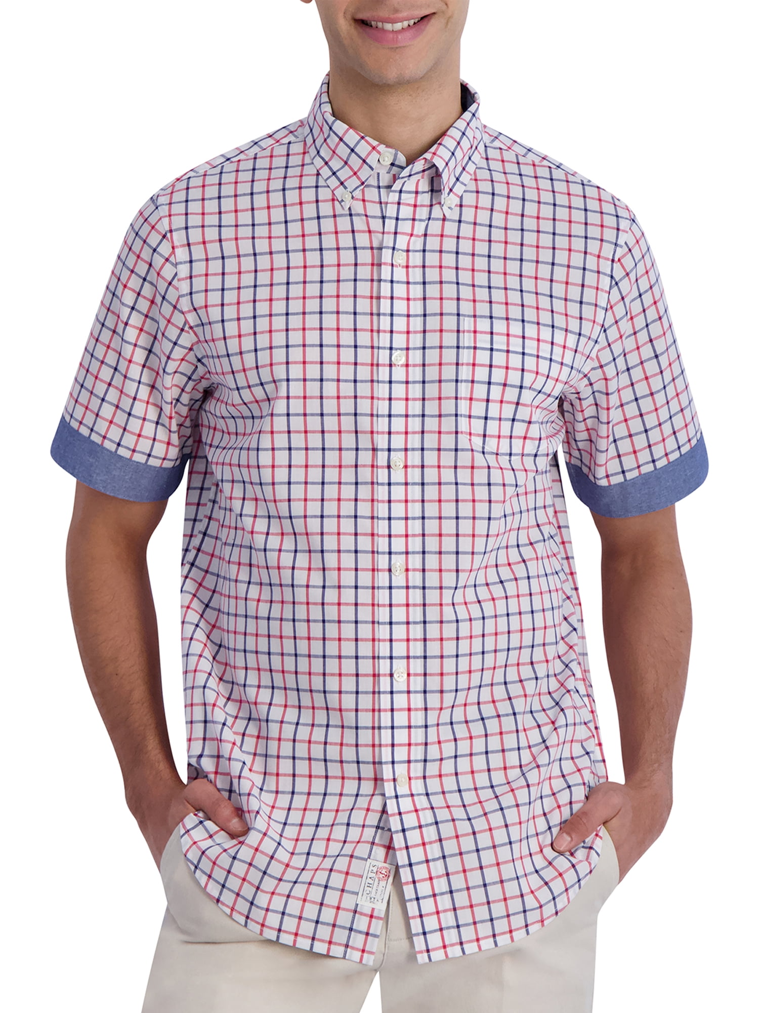 Reizen Proportioneel Verniel Chaps Men's Short Sleeve Americana Easy Care Sustainable Button Down Shirt  - Walmart.com