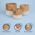 thumbnail image 6 of happimess BSK2011E-3SET Avery Bohemian Cottage Handwoven Hyacinth Cylinder Nesting Baskets with Handles, Natural/White (Set of 3), 6 of 6