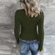 thumbnail image 4 of Prolriy Tops de verano para mujer 2024, camisetas Henley de manga larga para mujer, camisetas ajustadas con botones y cuello redondo, camisetas de punto acanalado, camisetas para mujer, verde militar, 4 of 7