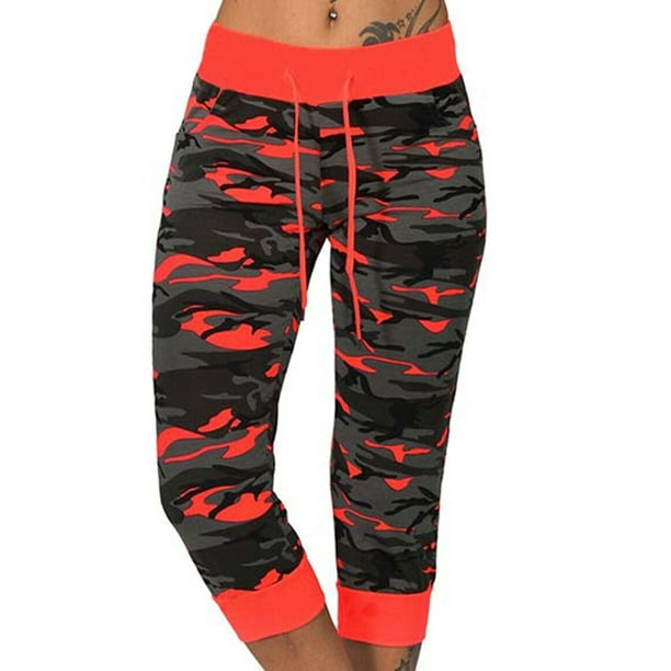 Wodstyle - Womens Camouflage Yoga Casual Cargo Joggers Military Capri ...