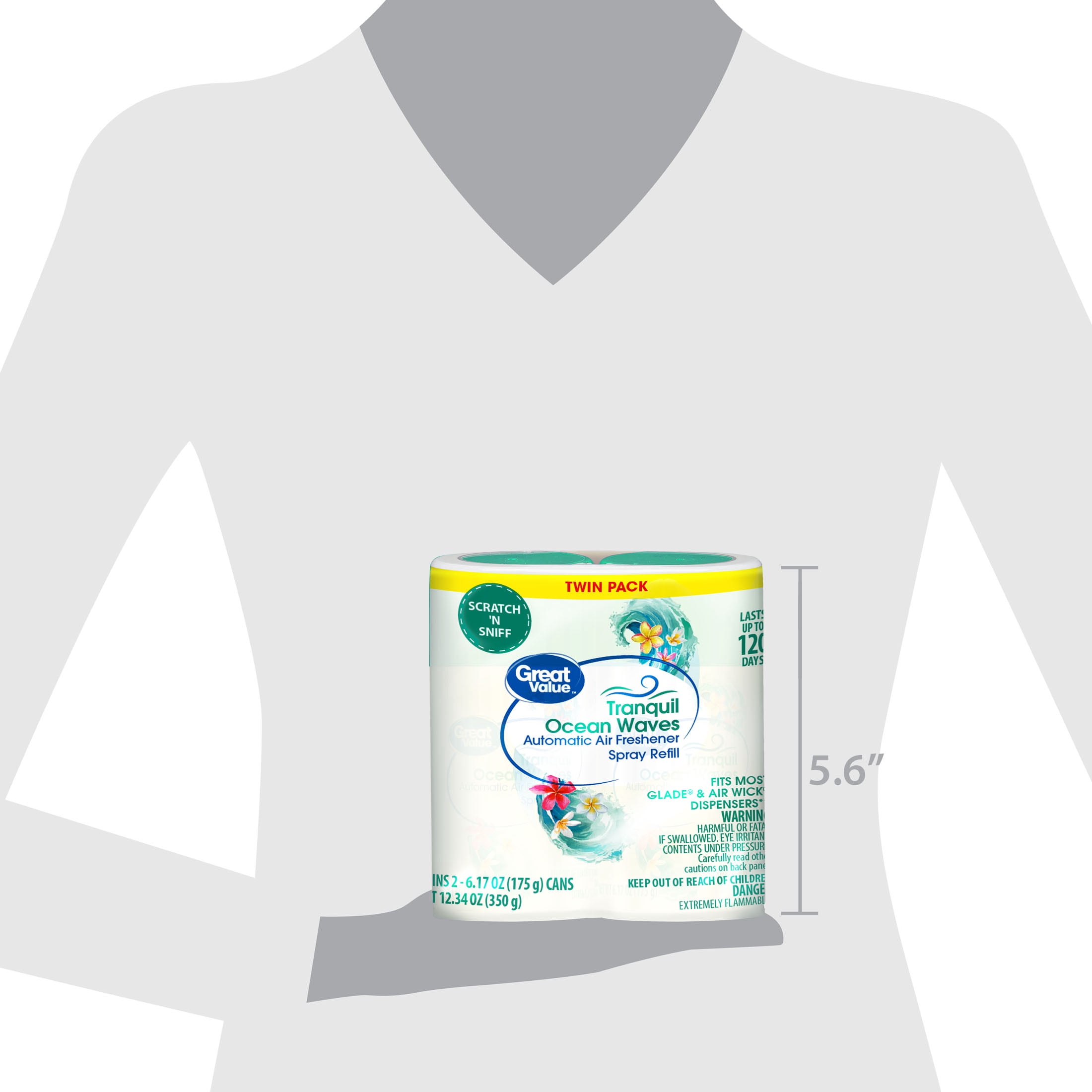 Great Value Automatic Air Freshener Spray Refill, Tranquil Ocean Waves, 2 Pieces
