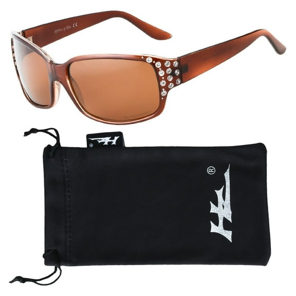 HZ Series Diamante - Women's Premium Polarized Sunglasses by Hornz - Honey Amber Frame - Amber Lens