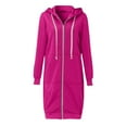 thumbnail image 5 of WEAIXIMIUNG Chandails en Molleton pour Enseignants Grande Taille Femmes Automne Hiver Mode Décontractée Couleur Unie à Capuche avec Cordon de Serrage Poches Zippées Long Manteau, 5 of 5