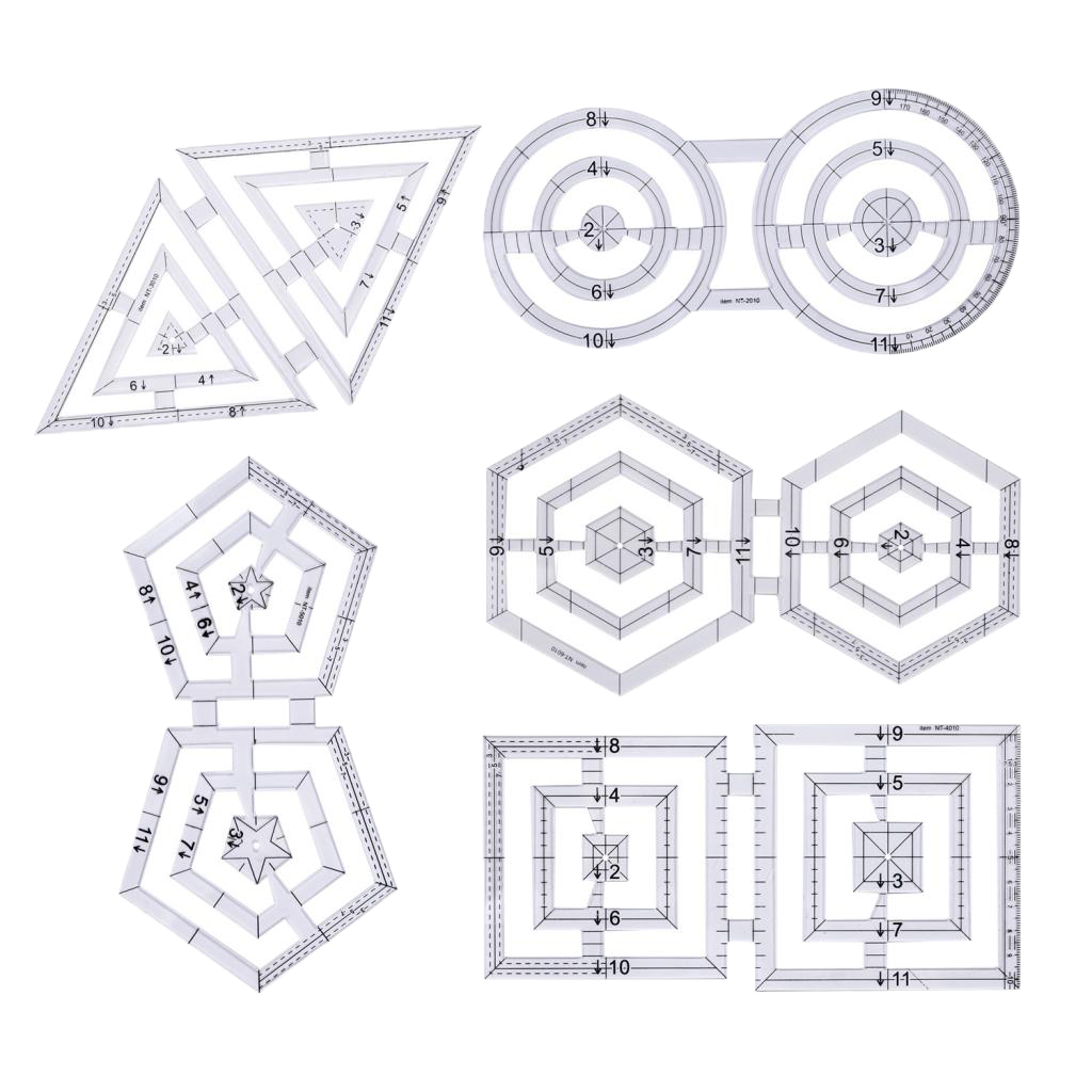 5pcs Acrylic Ruler made Quilt Templates Patch Ruler Tool