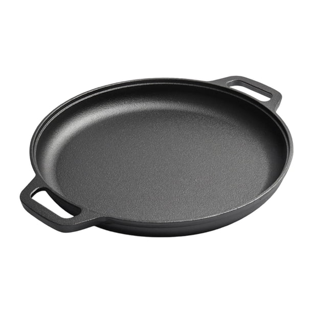 Plato de barbacoa redondo negro multifuncional accesorio para acampar carnes hogar 35 centímetros