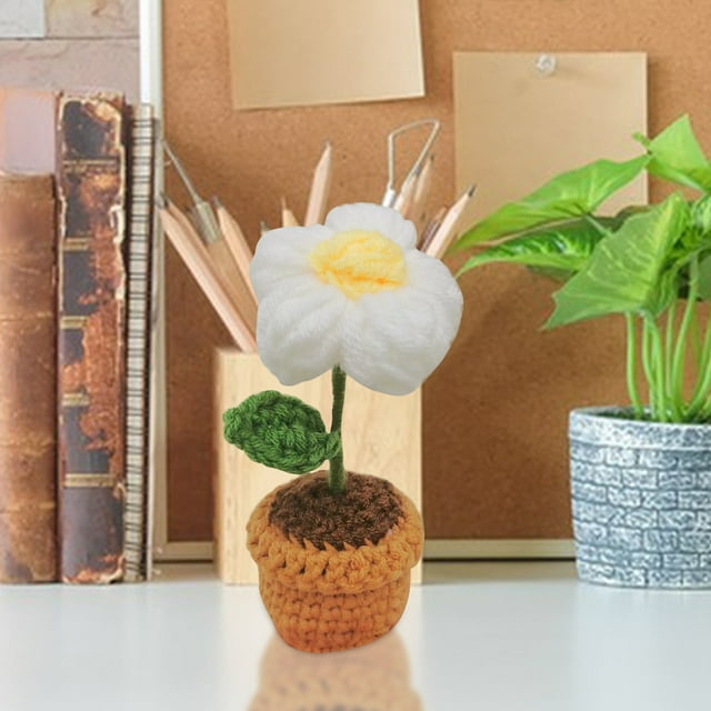 Xihbxyly Flores de Ganchillo Hechas a Mano, Decoración de Plantas Tejidas En Maceta, Diseño de Rosas de Colores Brillantes, Sin Necesidad de Mantenimiento, Decoración para El Hogar, La Oficina y El C