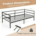 thumbnail image 2 of 2-in-1 Metal Twin Daybed Frame with Metal Slat Support 3-Sided Guardrails Black Space-Saving Sofa Bed No Box Spring Needed for Living Room Guest Room, 2 of 8