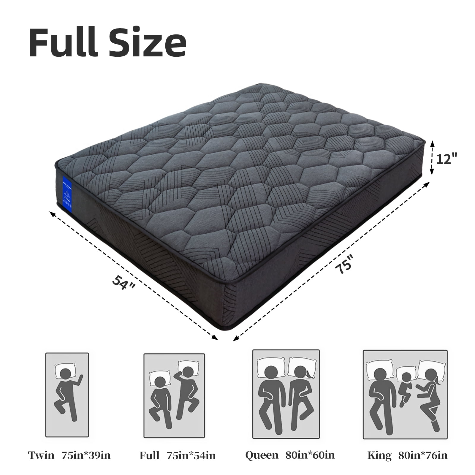 Garaneeds 12 inch King size Mattress in a Box,Memory Foam Cradles your Sleep,Pocket Spring and CertiPUR-US, Pressure Relief & Motion Isolation