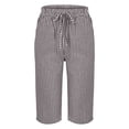 thumbnail image 5 of Women's Cotton Linen Blend Shorts with Elastic Waist Comfortable Loose Fit Striped Casual Summer Shorts, 5 of 9